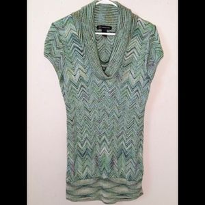 XL Groovy Slinky Chevron Blouse Micro Dress